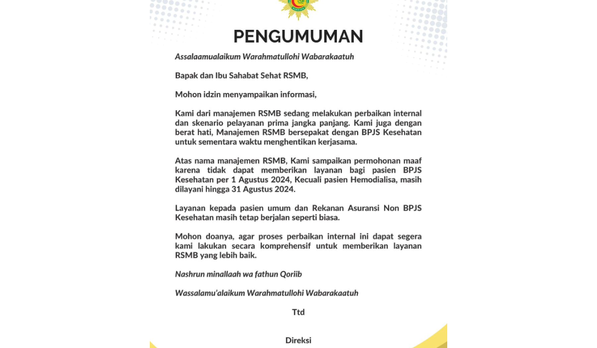Penjelasan BPJS Kesehatan soal RS Muhammadiyah Berhenti Terima Pasien JKN 031932