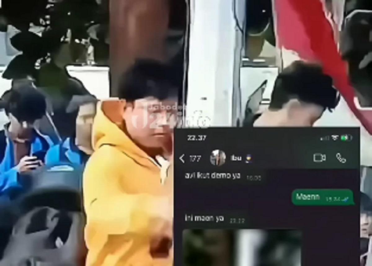Kocak! Ngaku Main, Sang Anak Ketahuan Demo di DPR sama Ibunya Pas Nonton TV 