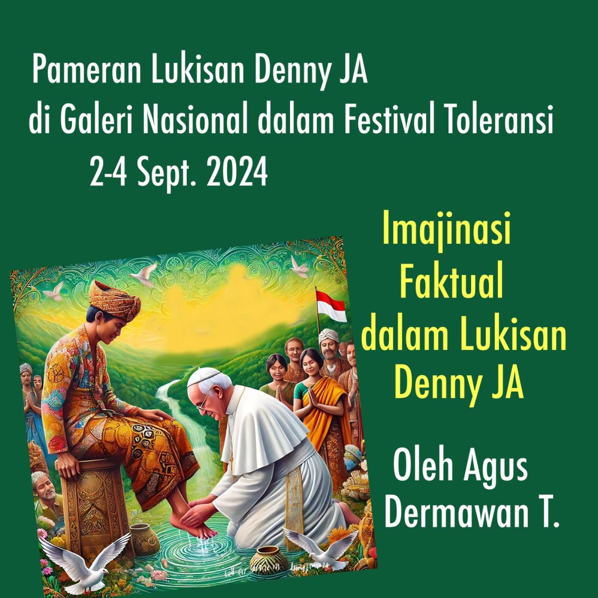 Lukisan Denny JA Menyambut Paus Fransiskus di Galeri Nasional