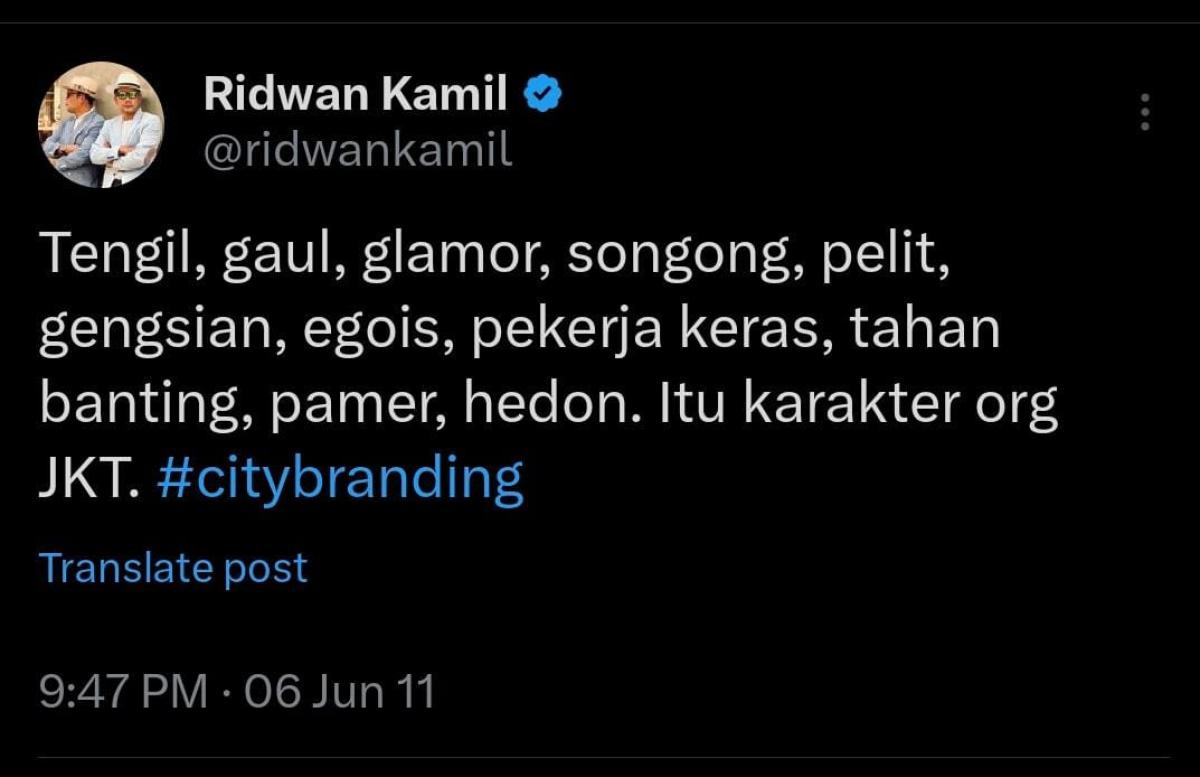 Begini Bunyi Cuitan Lama Ridwan Kamil yang Hina Warga Jakarta Tengil dan Songong, Kini Minta Maaf 