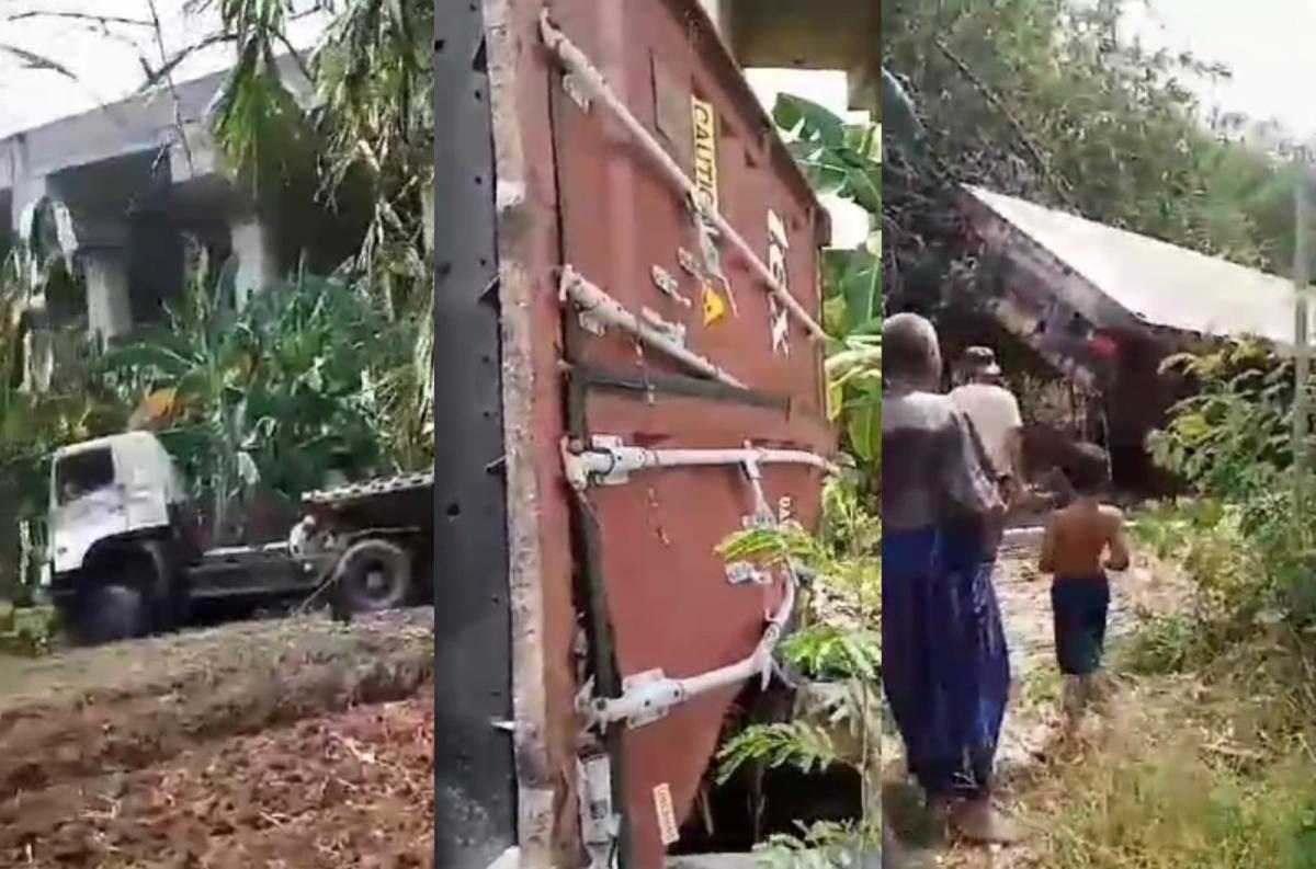 Viral Video Truk Kontainer Terjun Bebas Dari TOl Cibitung - Cilincing, Begini Kronologinya