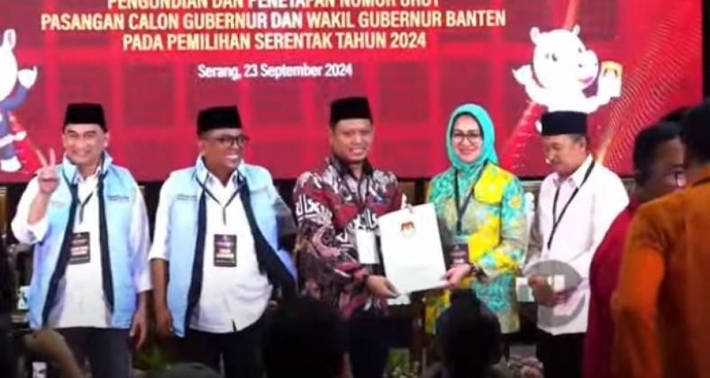 Cagub-Cawagub Banten 2024: Airin-Ade Nomor Urut 1, Andra-Dimyati 2!