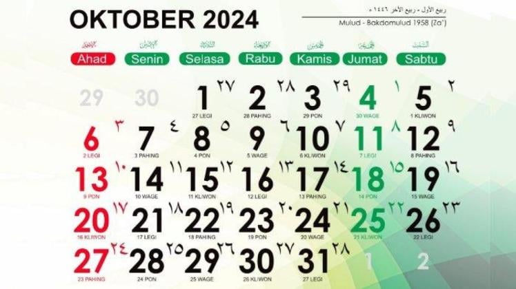 Kalender Jawa Oktober 2024, Inilah Hari-Hari Penting yang Perlu Diketahui