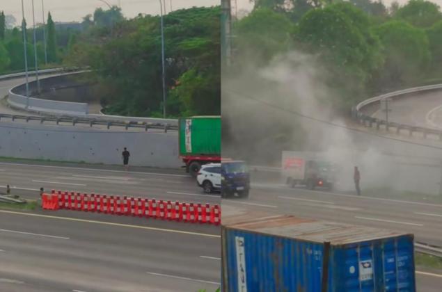 Bikin Warganet Terharu, Sopir Kontainer Selamatkan Sesama Pengendara Truk di Tol