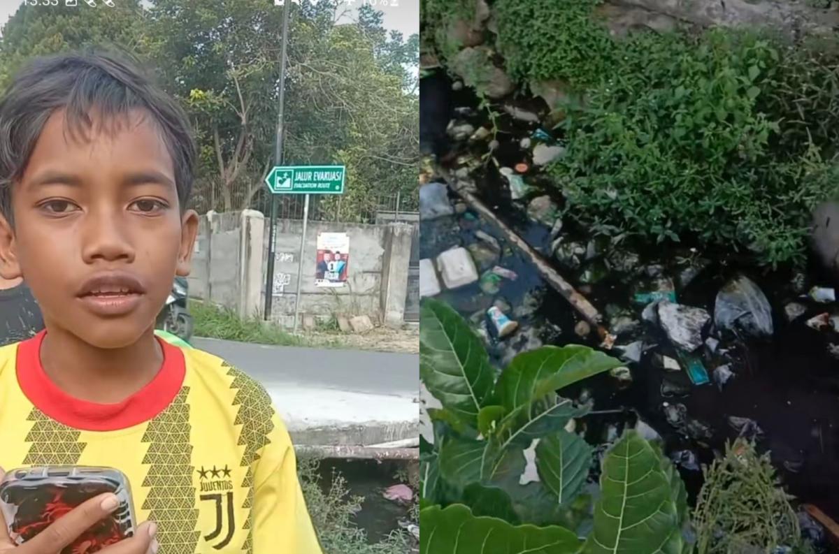 Terinspirasi Pandawara Group, Sekelompok Anak Kecil Ini Bersihkan Sampah di Aliran Kali