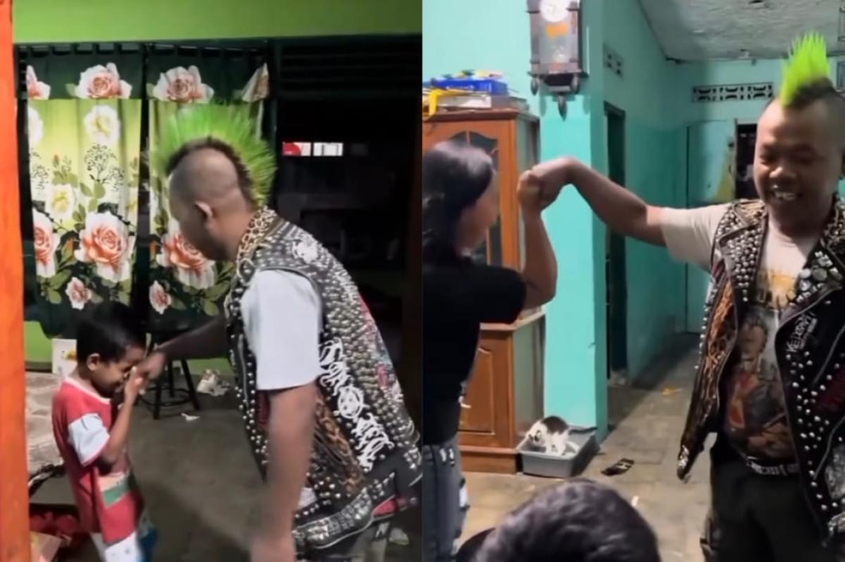 Viral Pedagang Mie Ayam Bergaya Punk Pamer Kebersamaan Dengan Keluarga 