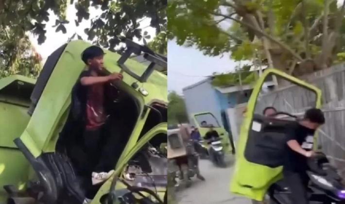 Viral! Warga Salembaran Jarah Suku Cadang Hingga Bakar Truk Gegara Tabrak Anak Kecil