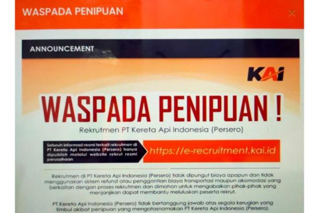 Waspada Penipuan Rekrutmen Palsu Undangan Kerja PT KAI