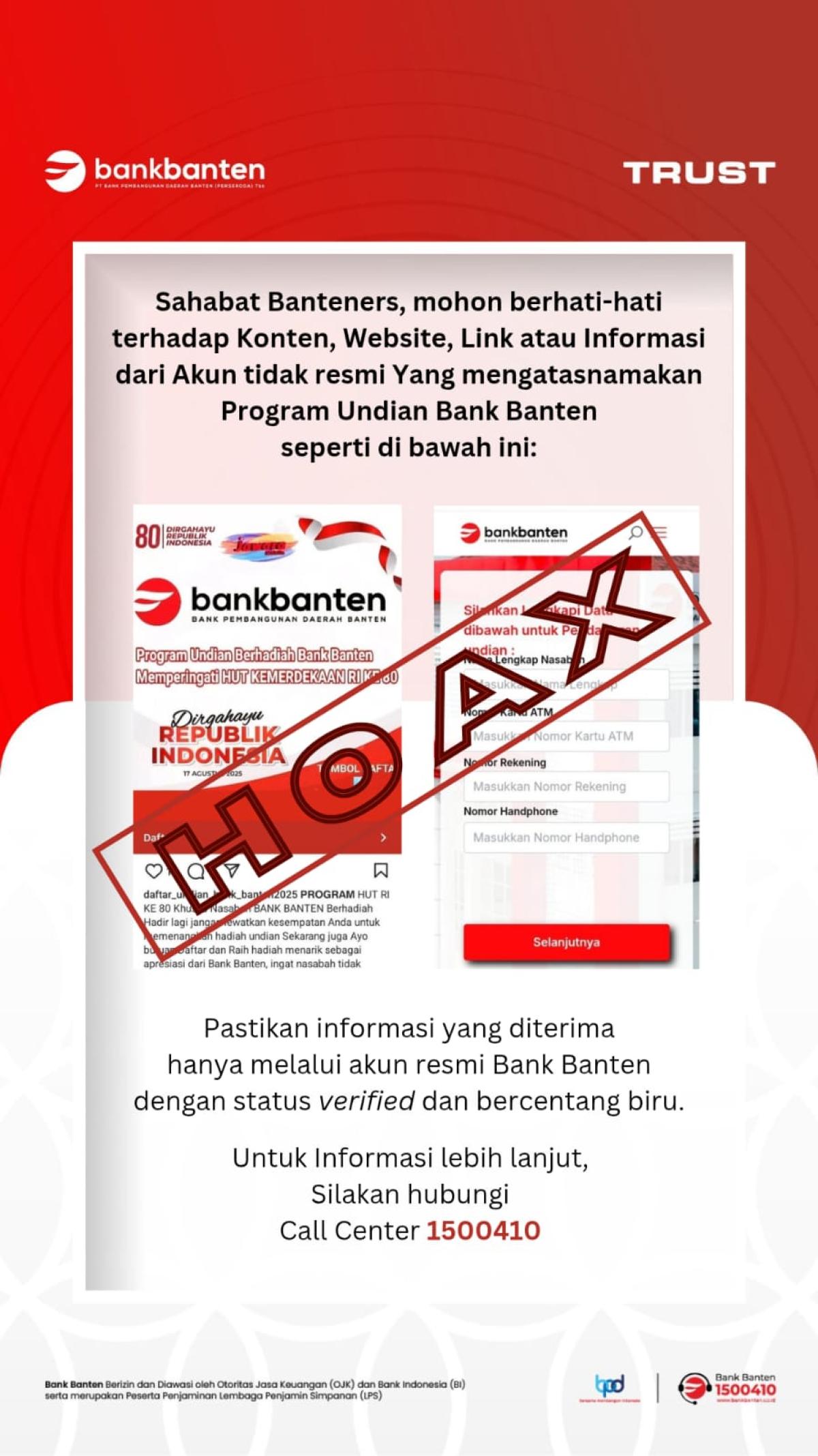 Waspada Penipuan Program Undian Bank Banten