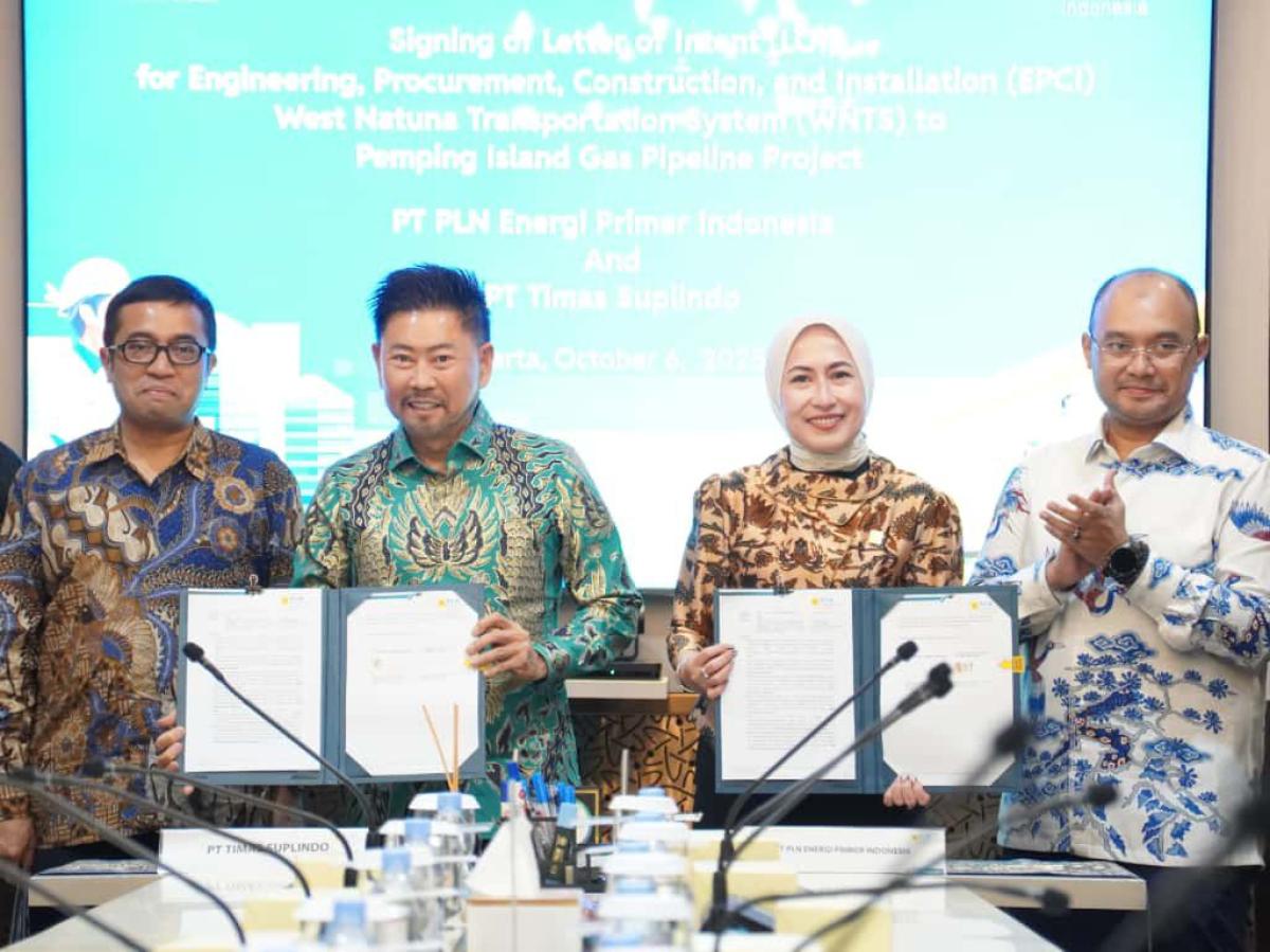 PLN Energi Primer Indonesia dan PT Timas Suplindo Teken Letter of Intent Pembangunan Pipa Gas WNTS-Pemping