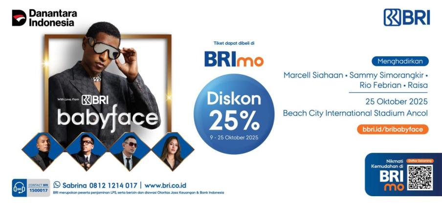 BRI Hadirkan Pengalaman Musik Kelas Dunia Melalui Konser Babyface dengan Penawaran Eksklusif BRImo Diskon 25%