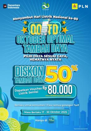 Promo Spesial Hari Listrik Nasional ke-80, Tambah Daya Listrik Diskon 50 Persen