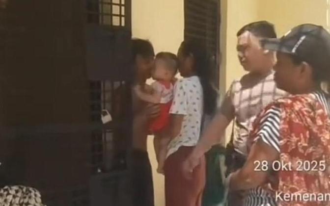 Momen Haru Terjadi di Medan Tuntungan, Tahanan Minta Izin Kepolisian untuk Memeluk Anaknya