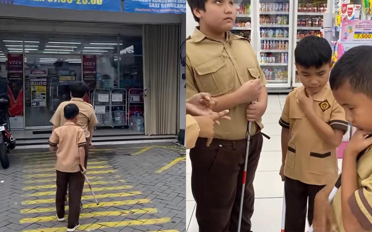 Guru SLB Ajarkan Anak Tunanetra Belanja di Minimarket