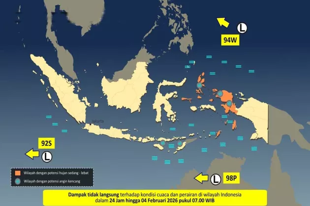 Indonesia Diserbu Tiga Bibit Siklon, BMKG Peringatkan Hujan Lebat di wilayah Ini