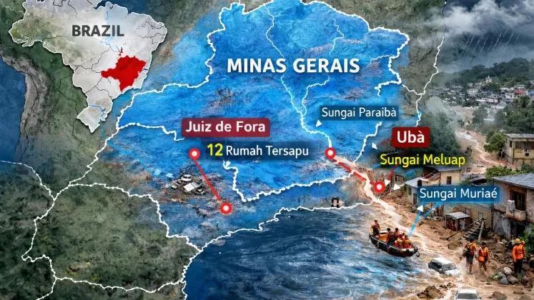 Tangis di Tengah Banjir Brasil, Puluhan Tewas dan Ratusan Hilang
