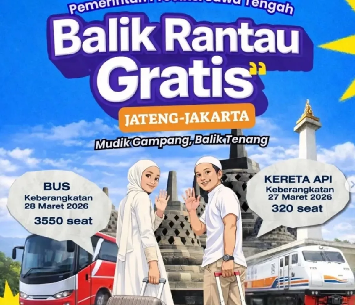 Pemprov Jateng Gelar Balik Rantau Gratis 2026, Sediakan Ribuan Kursi Bus dan Kereta