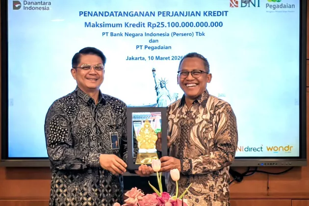 BNI Tambah Fasilitas Kredit Rp10 Triliun ke Pegadaian, Total Pembiayaan Capai Rp25,1 Triliun
