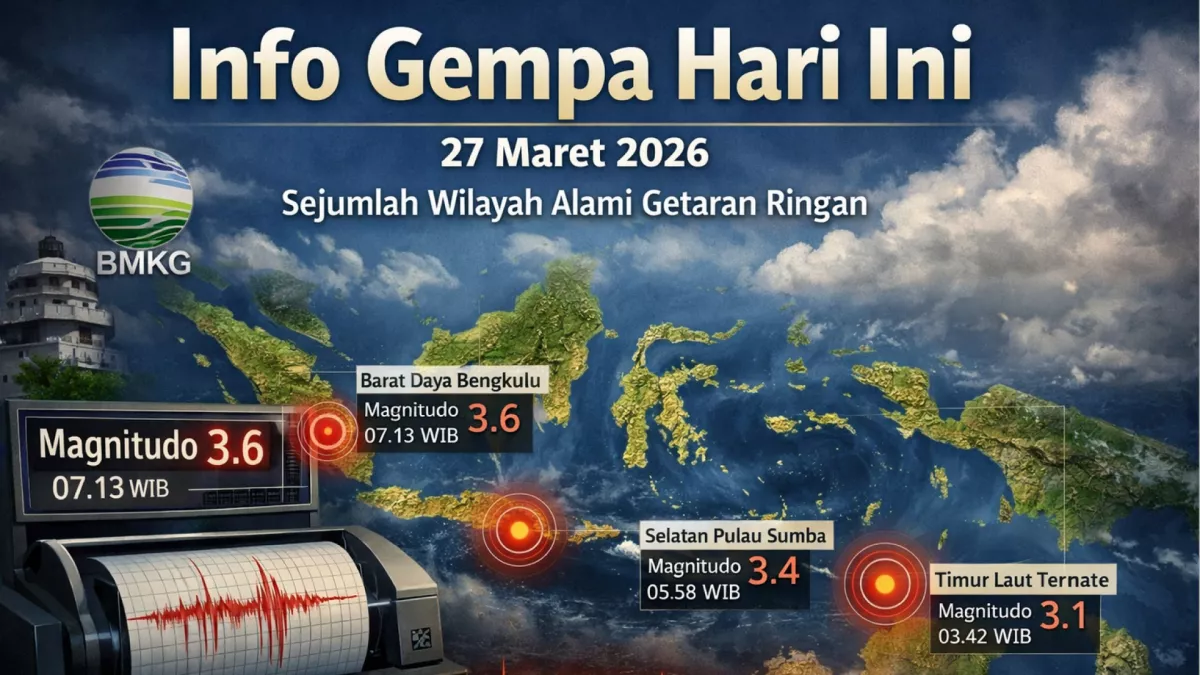Info Gempa Hari Ini 27 Maret 2026: Sejumlah Wilayah Alami Getaran Ringan