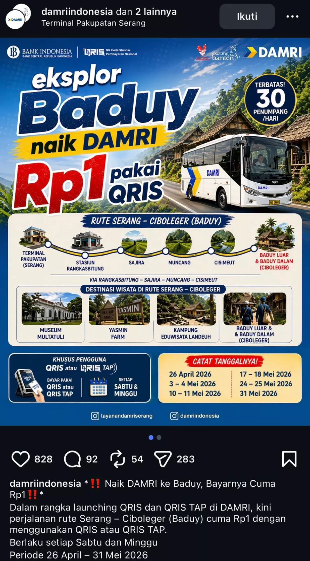 Wisata ke Baduy Rp1 di Akhir Pekan, Andra Soni: Akses Wisata ke Baduy Makin Mudah