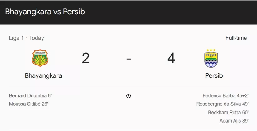 Persib HAJAR Bhayangkara 4-2