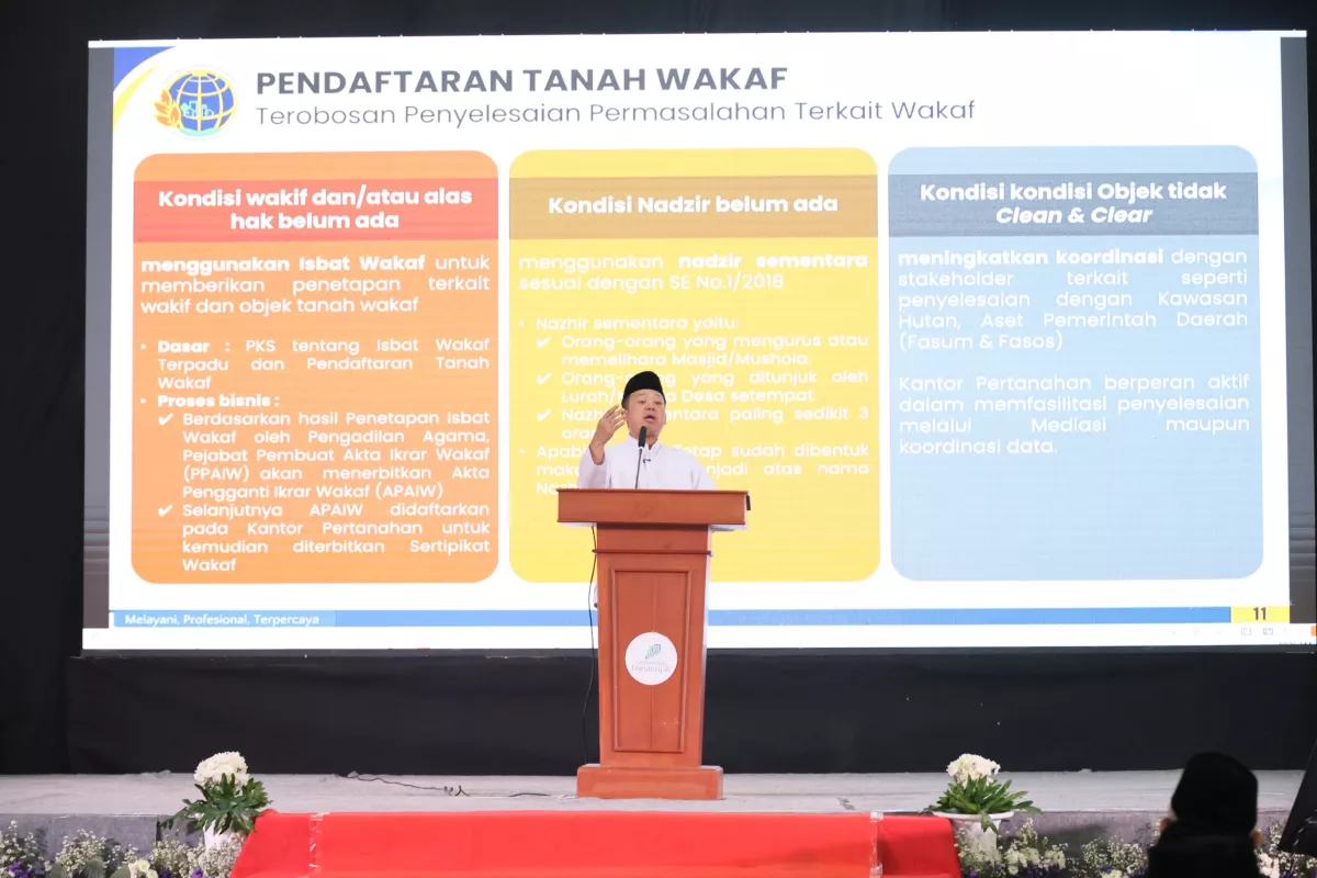 Bicara dalam International Conference on Pesantren 2026, Menteri Nusron Ajak Masyarakat Sertipikatkan Tanah Wakaf Lindungi Aset Umat