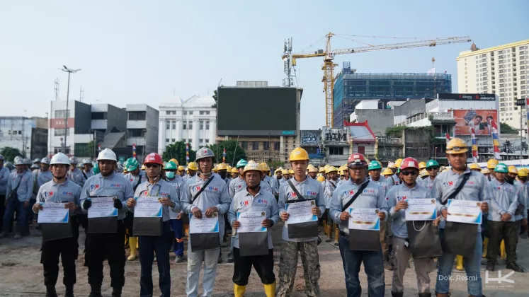 MRT Jakarta Fase 2 Cetak Rekor 10 Juta Jam Kerja Selamat, Hutama Karya Tuntaskan Struktur Utama Gedung DJKN