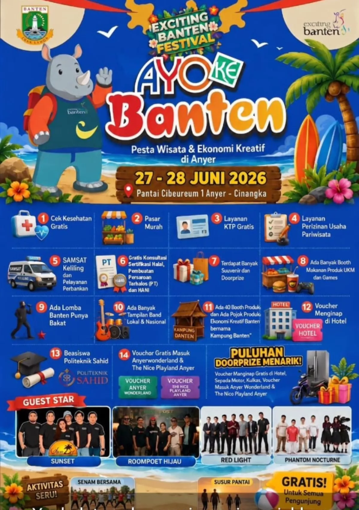 Pemprov Banten Siapkan Exciting Banten Festival 2026, Hadirkan Layanan Gratis hingga Puluhan Doorprize di Anyer