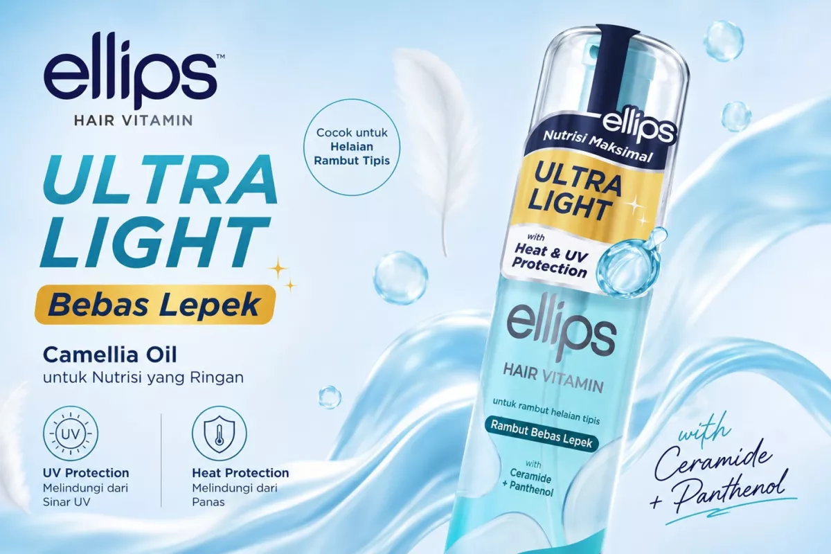 Ellips Perkenalkan Hair Vitamin Ultra Light, Nutrisi Maksimal Tanpa Rasa Lepek untuk Rambut Helai Tipis dan Perempuan Aktif