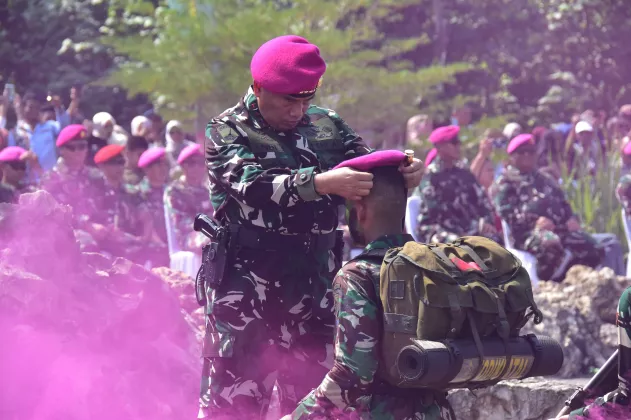 Jejak Panjang Para Kesatria Amfibi, Pangkormar Kukuhkan 947 Prajurit Petarung dengan Baret Ungu