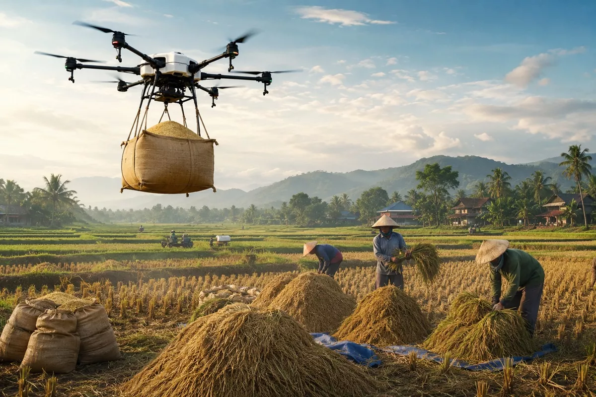 Mentan Dorong Penggunaan Drone untuk Angkut Gabah dari Lokasi yang Sulit Diakses