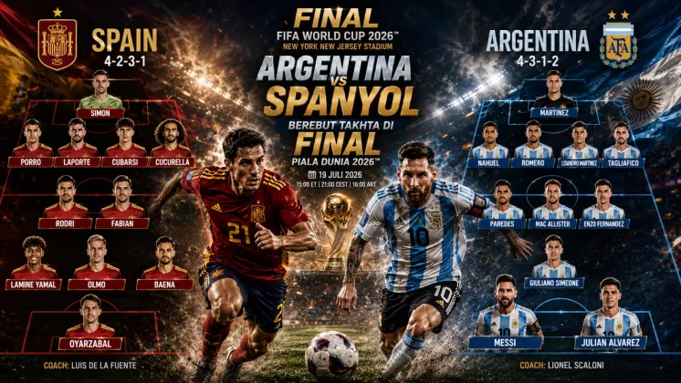 Prediksi Susunan Pemain Spanyol vs Argentina di Final Piala Dunia 2026