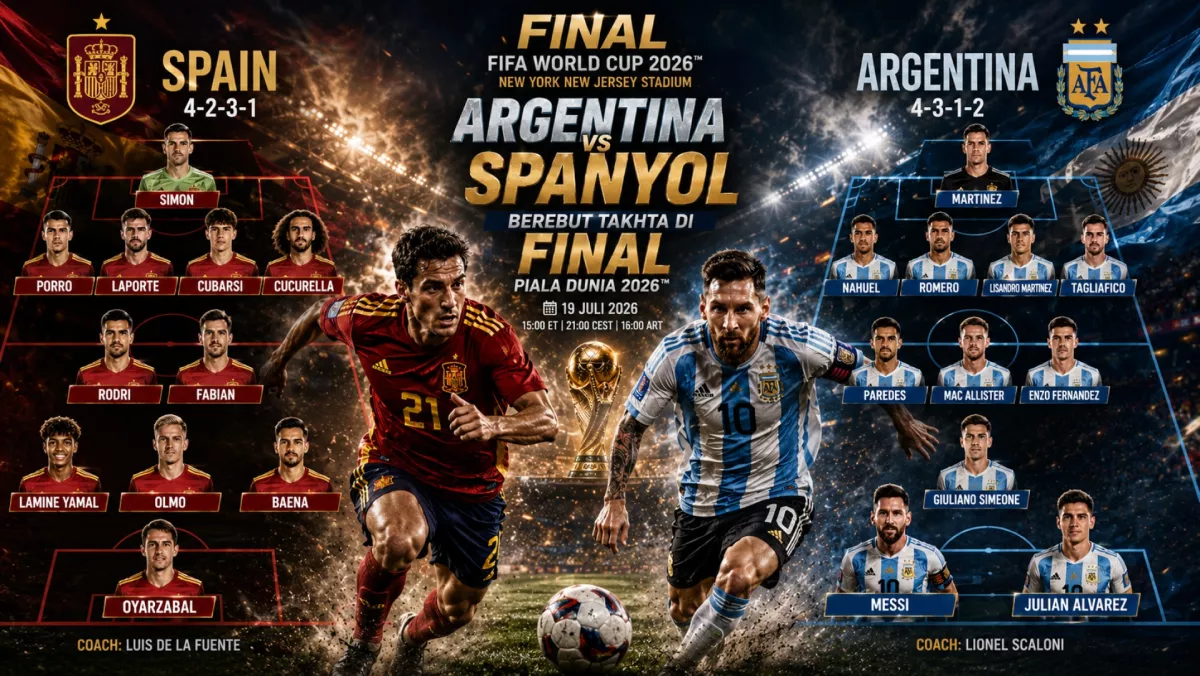 Prediksi Susunan Pemain Spanyol vs Argentina di Final Piala Dunia 2026