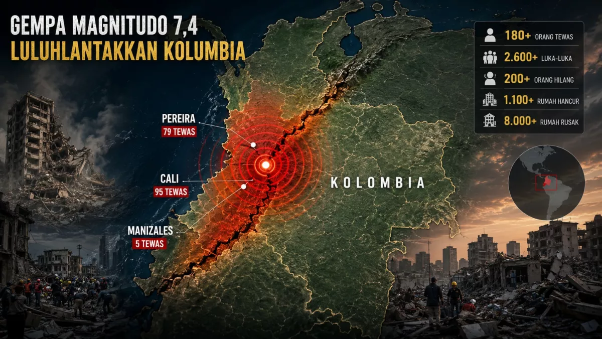 Gempa Magnitudo 7,4 Luluhlantakkan Kolombia, 180 Orang Tewas dan Ratusan Terjebak