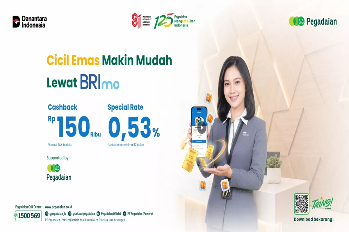 Makin Praktis! Kini Cicil Emas Bisa Langsung Lewat Aplikasi BRImo