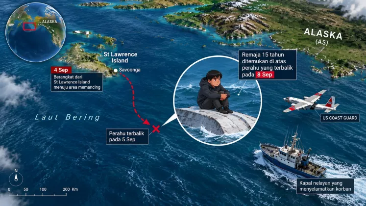 Remaja 15 Tahun Ditemukan Hidup Setelah Berhari-hari Terapung di Laut Bering
