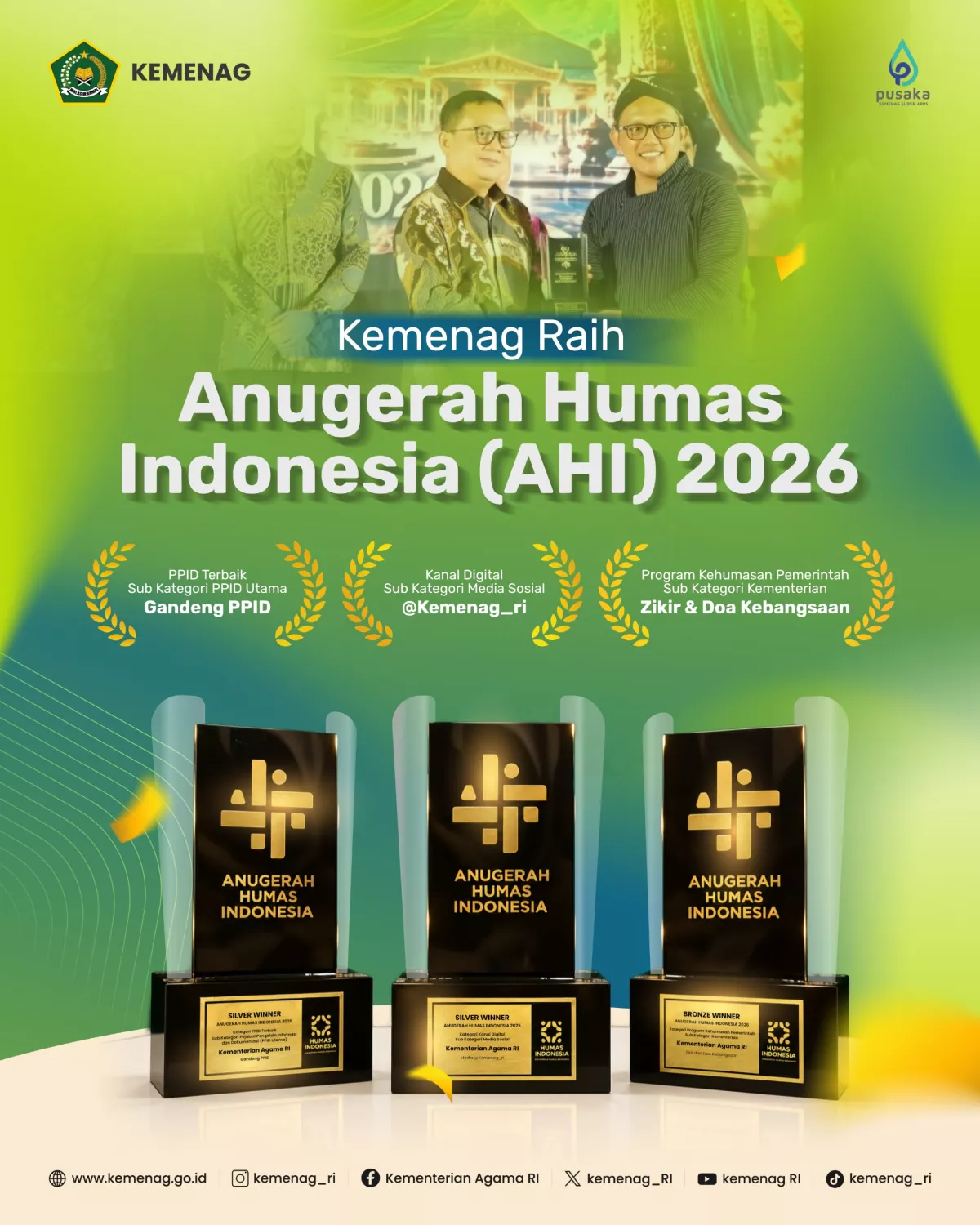 Raih Tiga Penghargaan AHI 2026, Kemenag Perkuat Keterbukaan Informasi dan Komunikasi Publik