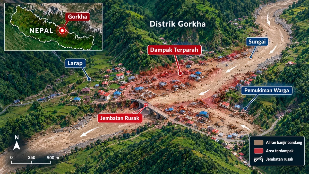 Banjir Bandang Nepal Sapu Dua Desa, 5 Orang Dilaporkan Hilang