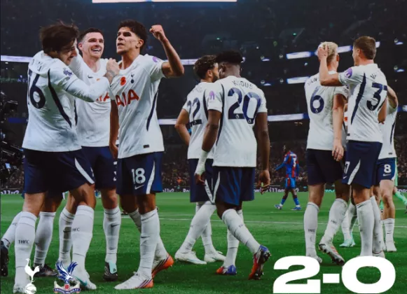 Tottenham Hotspur Tekuk Crystal Palace 2-0, The Eagles Bermain dengan 10 Pemain Sejak Menit ke-13